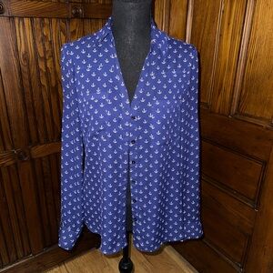 Express Blue Anchor Print Blouse